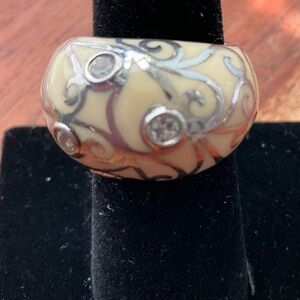 Angelique De Paris White Enamel Ring